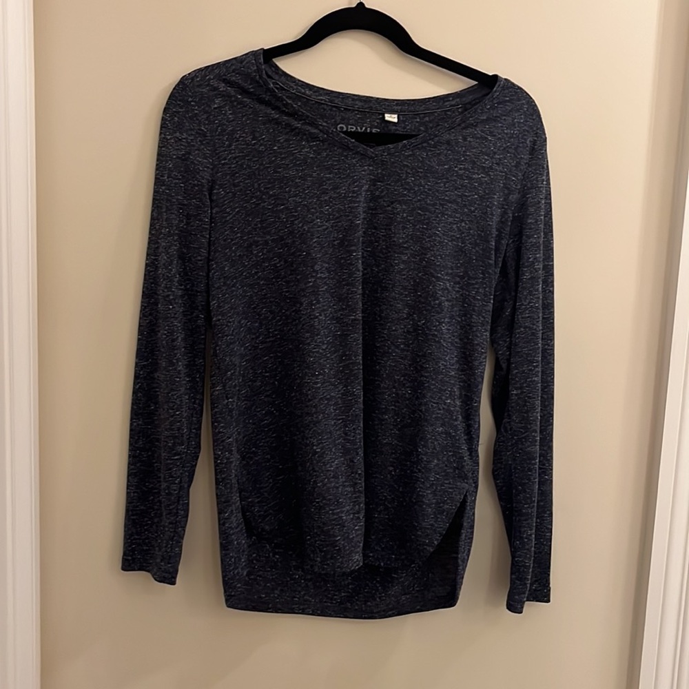 Long sleeved blue heather v/neck tunic